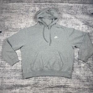 Nike Mens Fleece Hoodie Heather Gray Size Men's XL Embroidered Logo Pullover